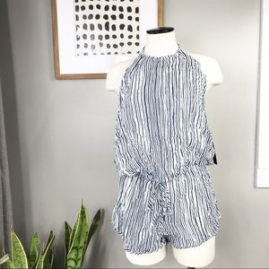 NWT Lulu’s fortuitous striped halter romper sz L